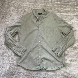 J.Crew Mercantile Long Sleeve Khaki Green Speckled Button Down Shirt Mens XL